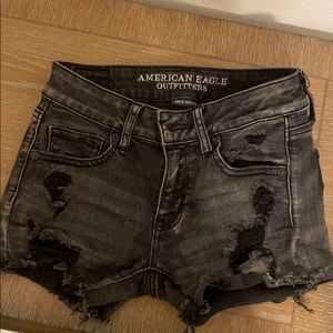 American eagle black ripped shorts